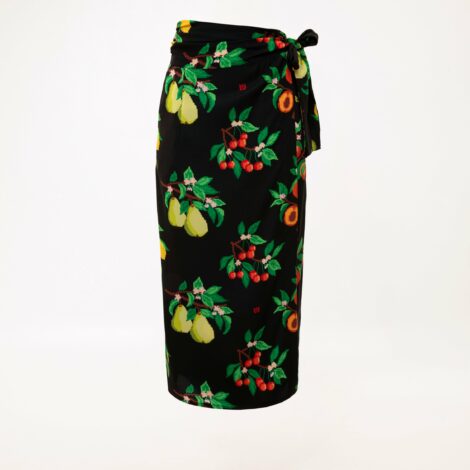 WRAP MIDI SKIRT FRUITS