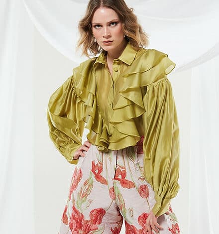 Lily ruffle olive shirt