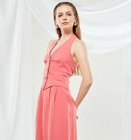 Senna coral pink wide pants