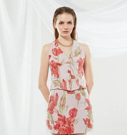 Rose brocade vest