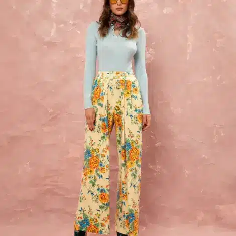 FLUFFY ELASTICATED-WAIST PANTS - TAPETSARIA CREAM
